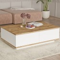 Niedriger weißer Couchtisch mit 2 Holztüren 90x60cm Tynne Sales