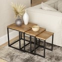 3er-Set Couchtische im Industriestil Holz Metall schwarz Leron Aktion