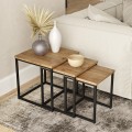 3er-Set Couchtische im Industriestil Holz Metall schwarz Leron Aktion