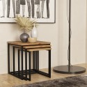 3er-Set Couchtische im Industriestil Holz Metall schwarz Leron Angebot