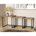 3er-Set Couchtische im Industriestil Holz Metall schwarz Leron Rabatte