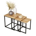 3er-Set Couchtische im Industriestil Holz Metall schwarz Leron Verkauf