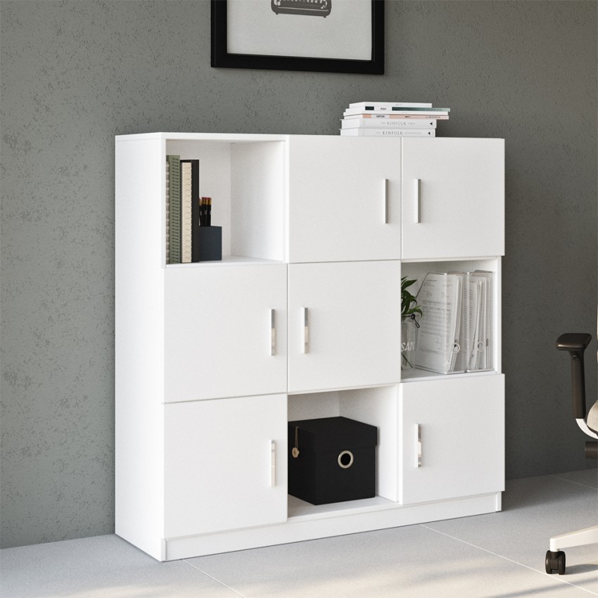 Mehrzweck-Büroschrank 6 Türen weiß 120x38x122cm Kaspar Aktion Mehrzweck-Büroschrank 6 Türen weiß 120x38x122cm Kaspar Aktion