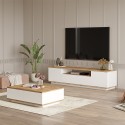 TV-Schrank Set 3 Türen + niedriger Tisch weißes Holz modernes Design Award Aktion