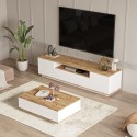 TV-Schrank Set 3 Türen + niedriger Tisch weißes Holz modernes Design Award Sales