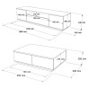 TV-Schrank Set 3 Türen + niedriger Tisch weißes Holz modernes Design Award Auswahl
