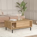 90x60cm Wohnzimmer Couchtisch aus Holz mit Rattan-Effekt Container Tür Micheau Angebot