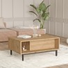90x60cm Wohnzimmer Couchtisch aus Holz mit Rattan-Effekt Container Tür Micheau Angebot