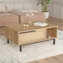90x60cm Wohnzimmer Couchtisch aus Holz mit Rattan-Effekt Container Tür Micheau Sales