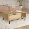 90x60cm Wohnzimmer Couchtisch aus Holz mit Rattan-Effekt Container Tür Micheau Sales