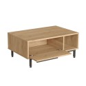 90x60cm Wohnzimmer Couchtisch aus Holz mit Rattan-Effekt Container Tür Micheau Rabatte