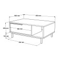 90x60cm Wohnzimmer Couchtisch aus Holz mit Rattan-Effekt Container Tür Micheau Lagerbestand