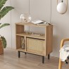 Wohnzimmerschrank 60x26x60cm Holz 2 Regale Tür Rattan-Effekt Opoli Angebot