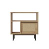 Wohnzimmerschrank 60x26x60cm Holz 2 Regale Tür Rattan-Effekt Opoli Verkauf