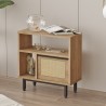 Wohnzimmerschrank 60x26x60cm Holz 2 Regale Tür Rattan-Effekt Opoli Rabatte