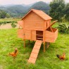 Großer erhöhter Gartenhühnerstall aus Holzgeflecht Brutbereich 370x174x172 Hegg Verkauf