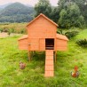 Großer erhöhter Gartenhühnerstall aus Holzgeflecht Brutbereich 370x174x172 Hegg Sales