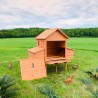 Großer erhöhter Gartenhühnerstall aus Holzgeflecht Brutbereich 370x174x172 Hegg Katalog