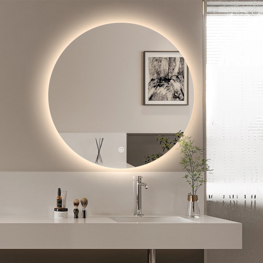 Spiegel mit LED-Lichtern für das Badezimmer, rund 60cm beleuchtet Rotorua M Aktion
