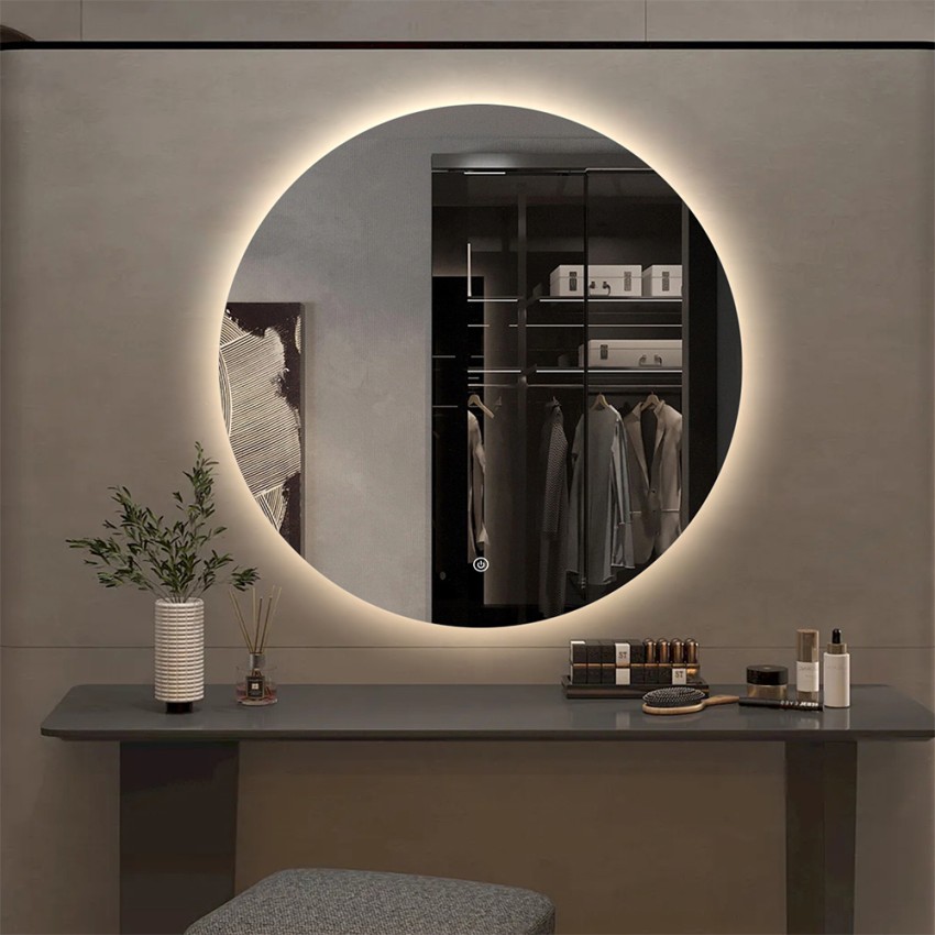 Badezimmerspiegel rund 70cm Design beleuchtete LED-Lichter Rotorua L Aktion Badezimmerspiegel rund 70cm Design beleuchtete LED-Lichter Rotorua L Aktion