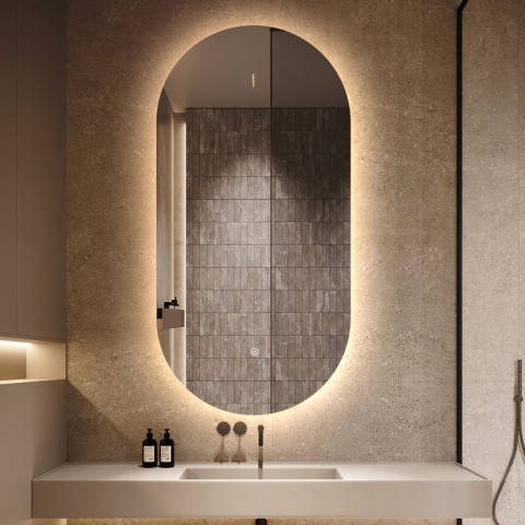 LED-Badezimmerspiegel oval 50x100cm hinterleuchtetes Design Konughs L Aktion