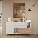 Küchenanrichte Wohnzimmer 2 Türen 2 Schubladen Holz weiß 181x42x94cm Kamie 