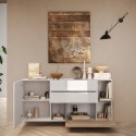 Küchenanrichte Wohnzimmer 2 Türen 2 Schubladen Holz weiß 181x42x94cm Kamie 