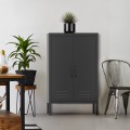 Büroschrank schwarz Metall 2 Türen industriell 65x36x105cm Colima Aktion
