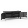 Schwarzer Metall-TV-Schrank im Industriestil 2 Türen 115x40x60 Tronador Sales