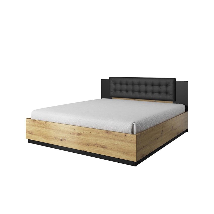 Doppelbett mit Staukasten 160x200cm Holz schwarz Kopfteil Horton Aktion