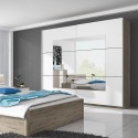 Schlafzimmer Kleiderschrank 221x61x210cm Schiebetüren Spiegel Vilriour Sales
