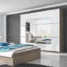 Schlafzimmer Kleiderschrank 221x61x210cm Schiebetüren Spiegel Vilriour Sales