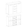 Schlafzimmer Kommode 4 Schubladen 2 Türen Holz weiß 132x38x93cm Lemere Sales