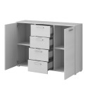 Schlafzimmer Kommode 4 Schubladen 2 Türen Holz weiß 132x38x93cm Lemere Angebot
