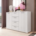 Schlafzimmer Kommode 4 Schubladen 2 Türen Holz weiß 132x38x93cm Lemere Aktion