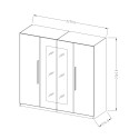 Kleiderschrank 4 Türen Spiegel Eiche dunkel 228x57x214 Hutton Angebot