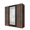 Kleiderschrank 4 Türen Spiegel Eiche dunkel 228x57x214 Hutton Verkauf