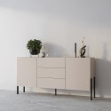 Moderne beige Küche Anrichte Wohnzimmer 3 Schubladen 2 Türen 184x40x89cm Sibel Sales
