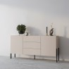 Moderne beige Küche Anrichte Wohnzimmer 3 Schubladen 2 Türen 184x40x89cm Sibel Sales