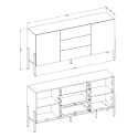 Moderne beige Küche Anrichte Wohnzimmer 3 Schubladen 2 Türen 184x40x89cm Sibel Rabatte