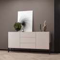 Moderne beige Küche Anrichte Wohnzimmer 3 Schubladen 2 Türen 184x40x89cm Sibel Aktion