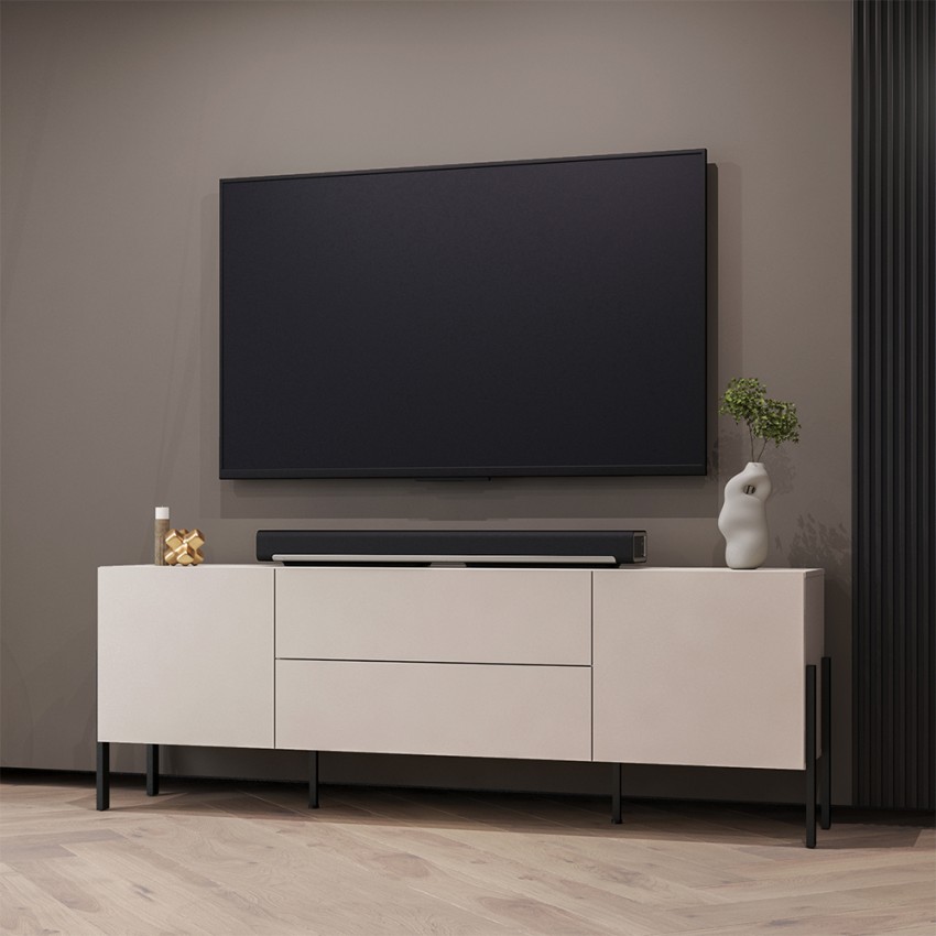 TV-Schrank 2 Türen 2 Schubladen minimalistischer Stil modernes Design beige Kaylus Aktion TV-Schrank 2 Türen 2 Schubladen minimalistischer Stil modernes Design beige Kaylus Aktion