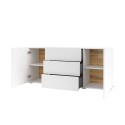 Moderne weiße Wohnzimmeranrichte 3 Schubladen 2 Türen 140x35x63cm Mehdi Sales
