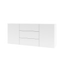 Moderne weiße Wohnzimmeranrichte 3 Schubladen 2 Türen 140x35x63cm Mehdi Katalog