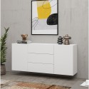 Moderne weiße Wohnzimmeranrichte 3 Schubladen 2 Türen 140x35x63cm Mehdi Rabatte
