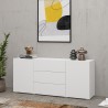 Moderne weiße Wohnzimmeranrichte 3 Schubladen 2 Türen 140x35x63cm Mehdi Aktion