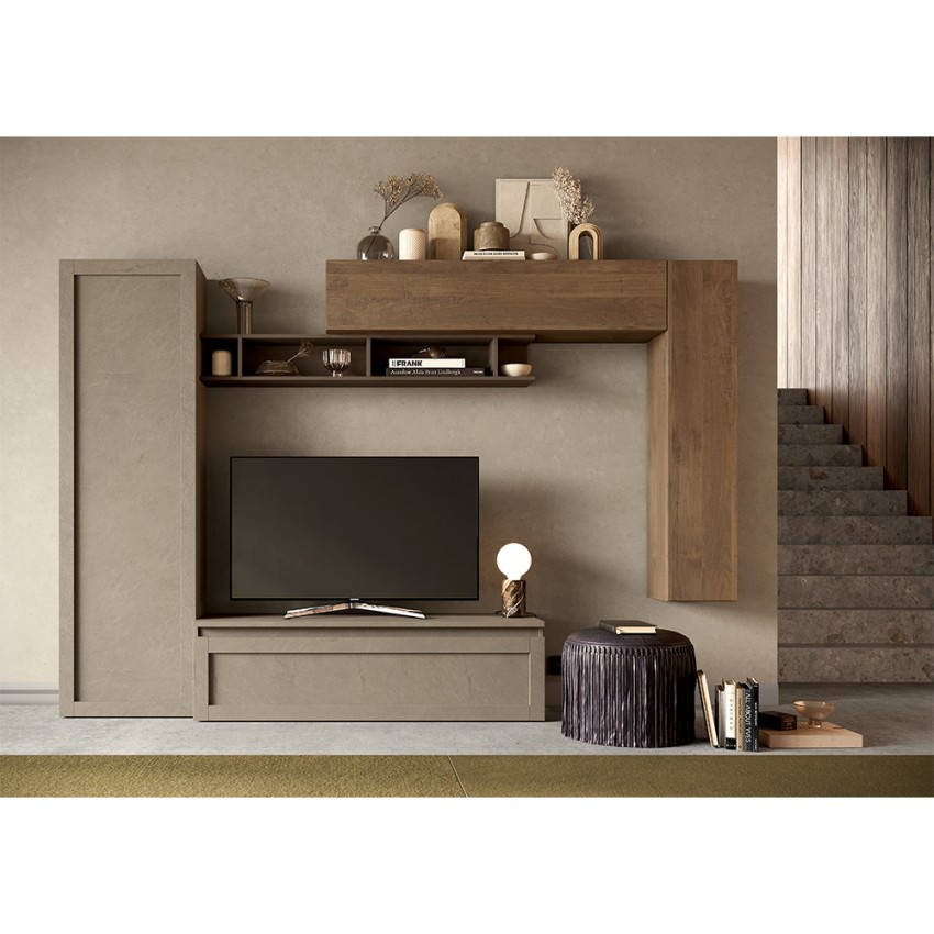 Moderne Wohnwand TV-Ständer aus Holz wandhängende Möbel Infinity 08 Aktion Moderne Wohnwand TV-Ständer aus Holz wandhängende Möbel Infinity 08 Aktion