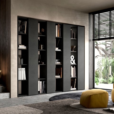 Offenes Wandbuchregal Wohnzimmer modernes Design schwarz Infinity 11 Aktion