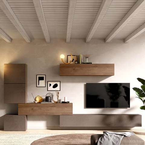 Modernes Holz-Wohnzimmer-Wandsystem wandhängende Möbel Infinity 14 Aktion