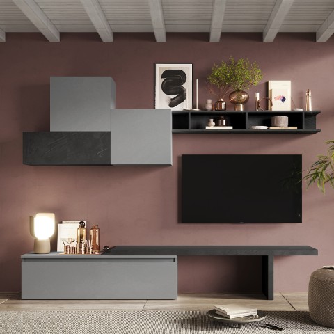 Modernes grau-schwarzes wandhängendes Möbelregal Infinity 15 Aktion